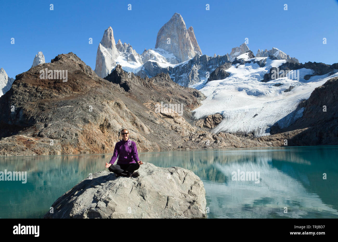 Fitz Roy, Laguna de Los Tres, Los Glaciares National Park, Patagonia, Argentina Stock Photo