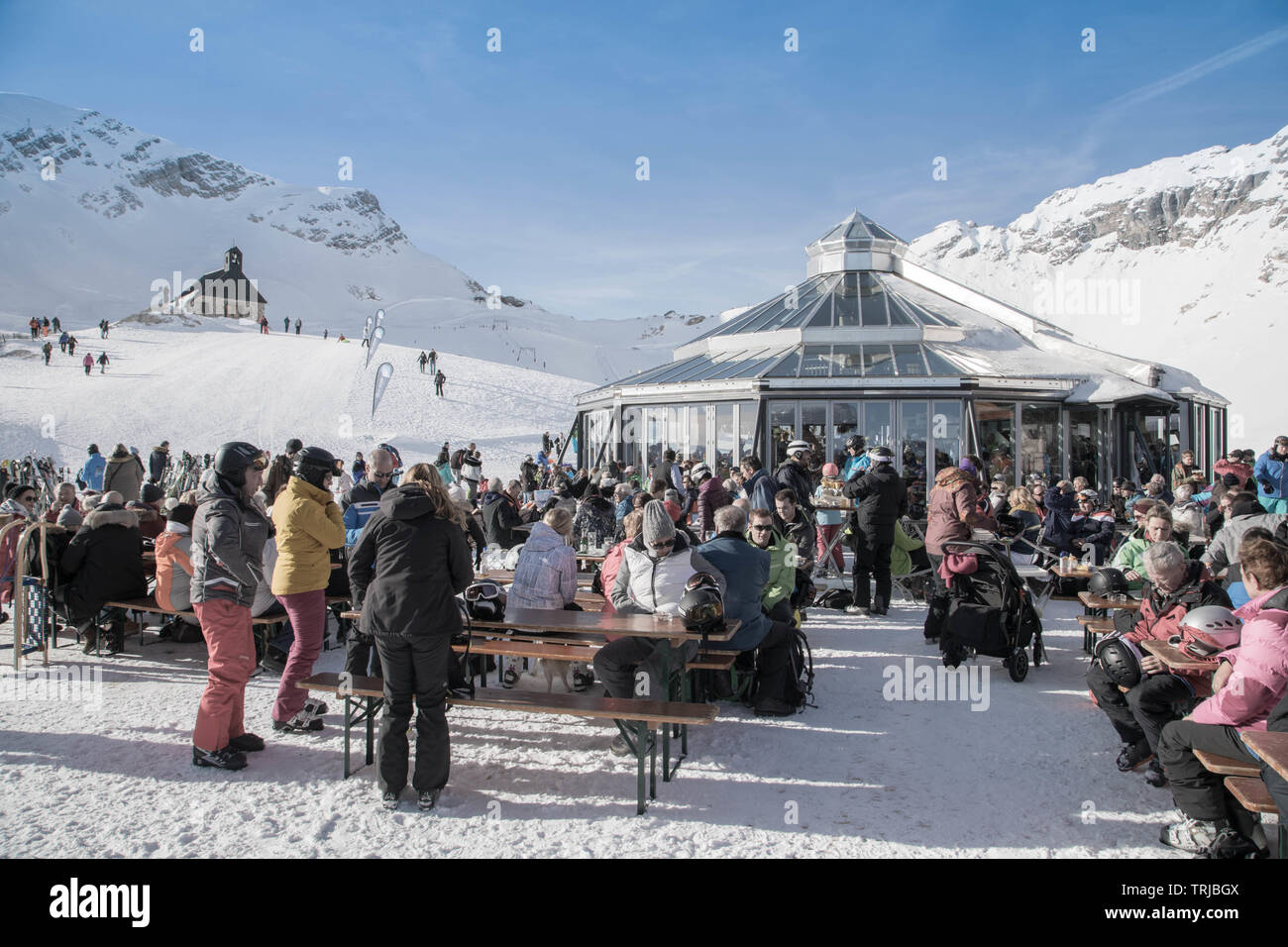 Germany’s most beautiful ski resort, Zugspitze glacier ski resort, Bavaria, Germany Stock Photo