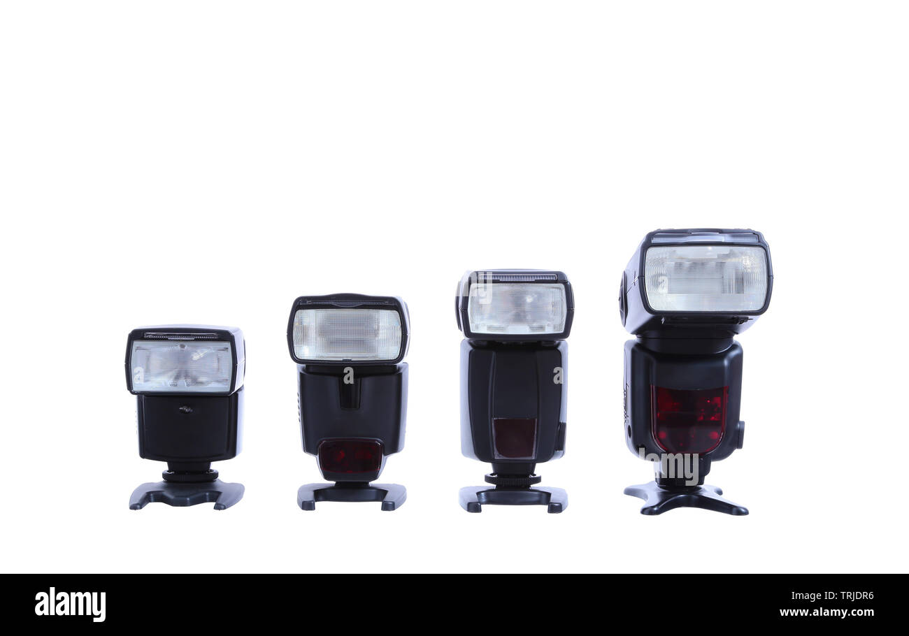 Photo camera flashes isolated on white Stock Photo Alamy