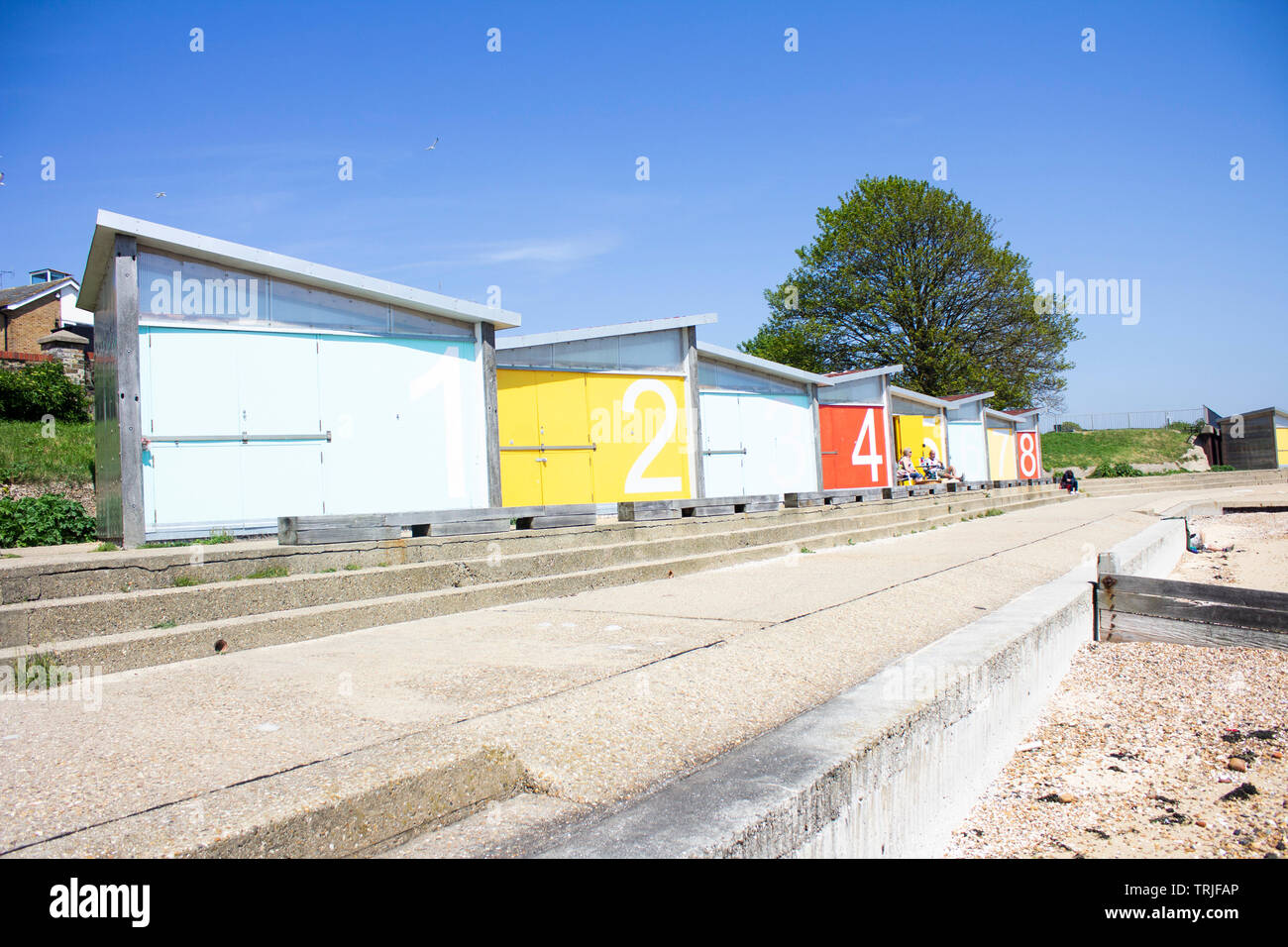 Beach huts and the East Beach in Shoeburyness Stock Photo Alamy