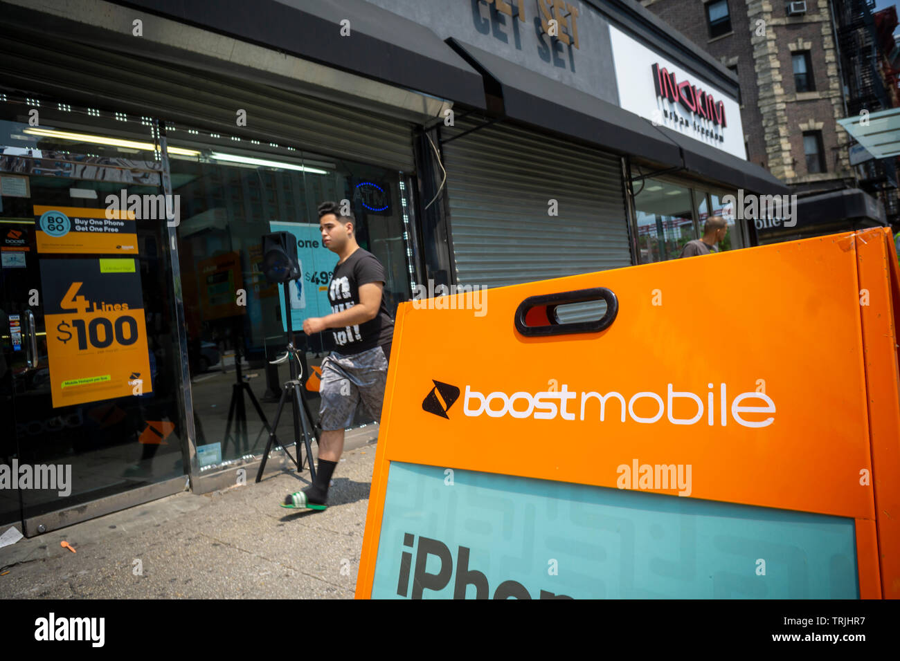A Boost Mobile store in the Lower East Side neighborhood in New York on