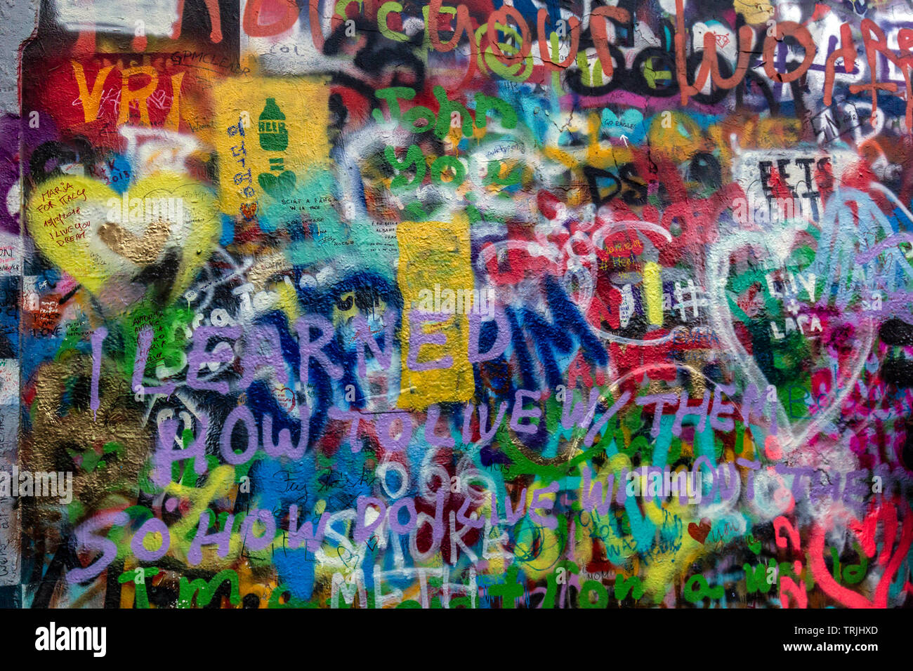 John Lennon Graffiti Wall, Prague Stock Photo