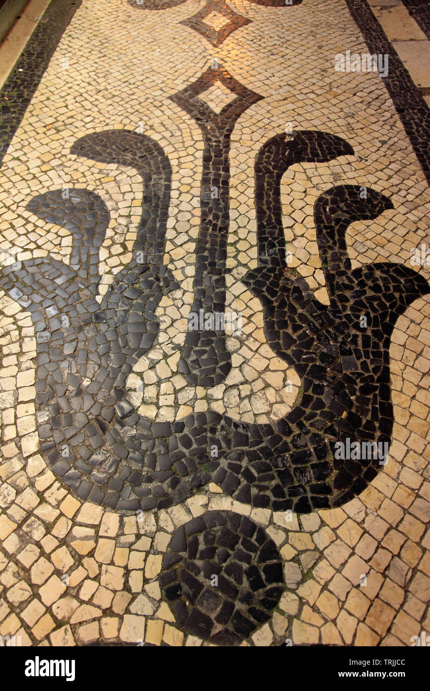 Portugal, Lisbon, pavement, mosaic, Stock Photo