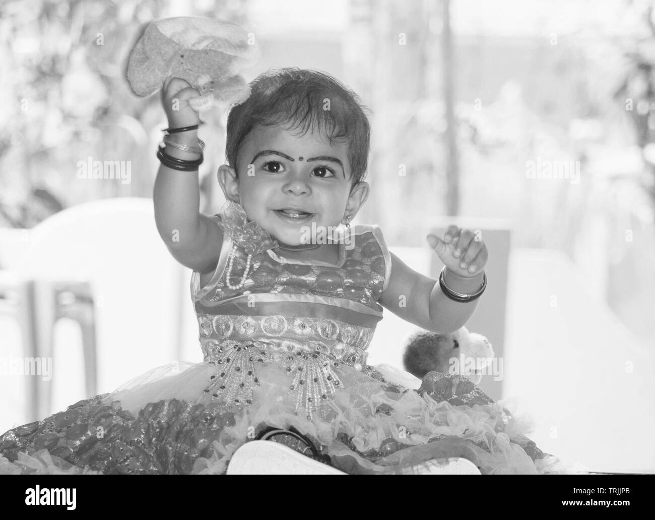 Kerala India April 19 2019 A Black And White Portrait Of A Smiling 