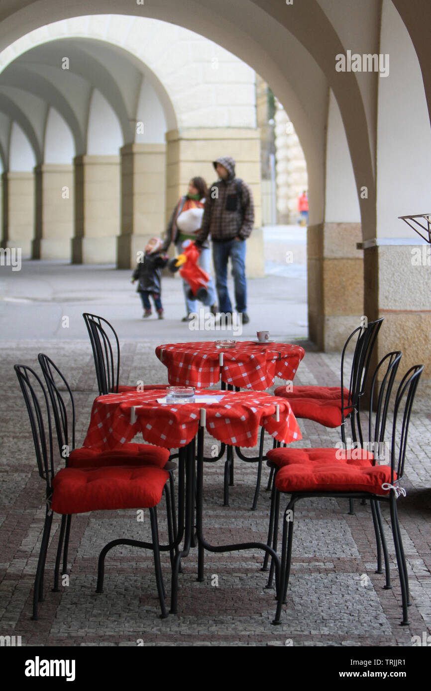 Terrasse d'un café. Prague. Czech Republic. Stock Photo
