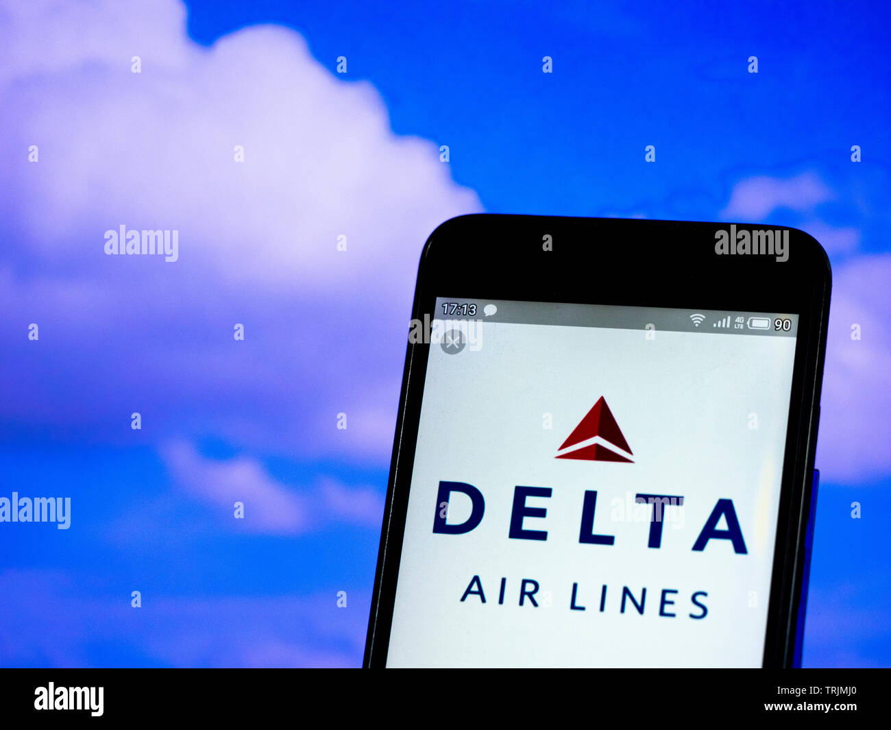 In this photo illustration the Delta Air Lines logo is seen displayed on a smartphone Stock Photo