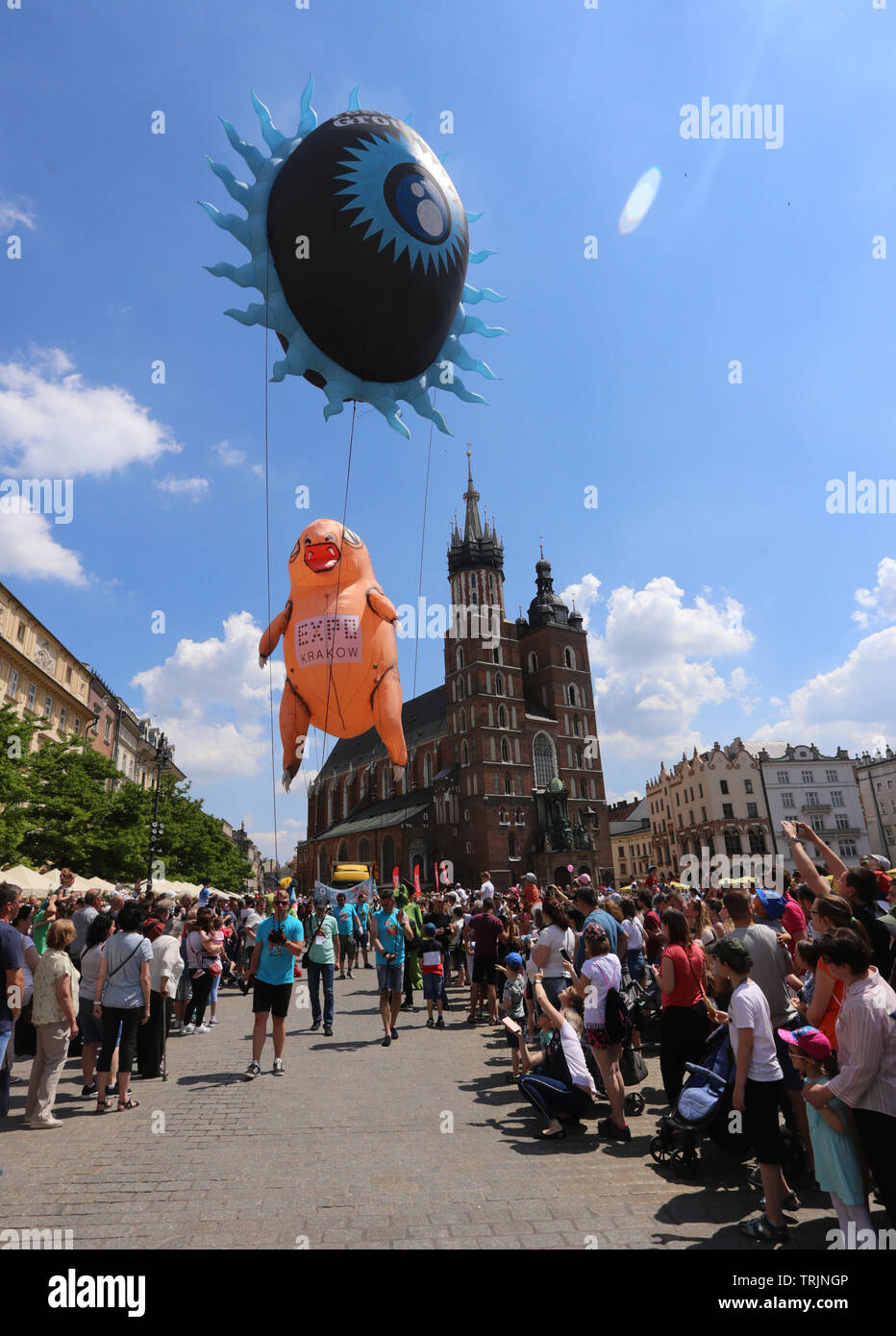 Krakow. Cracow. Poland. Dragons Parade, the annual event in the centre of Old Town. Stock Photo