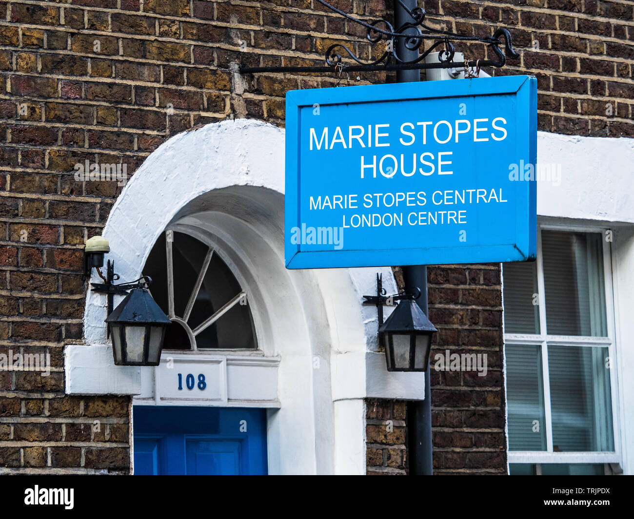 Marie Stopes House - Birth Control Clinic in Whitfield Street Central London UK - Marie Stopes was a pioneer in Birth Control. Stock Photo