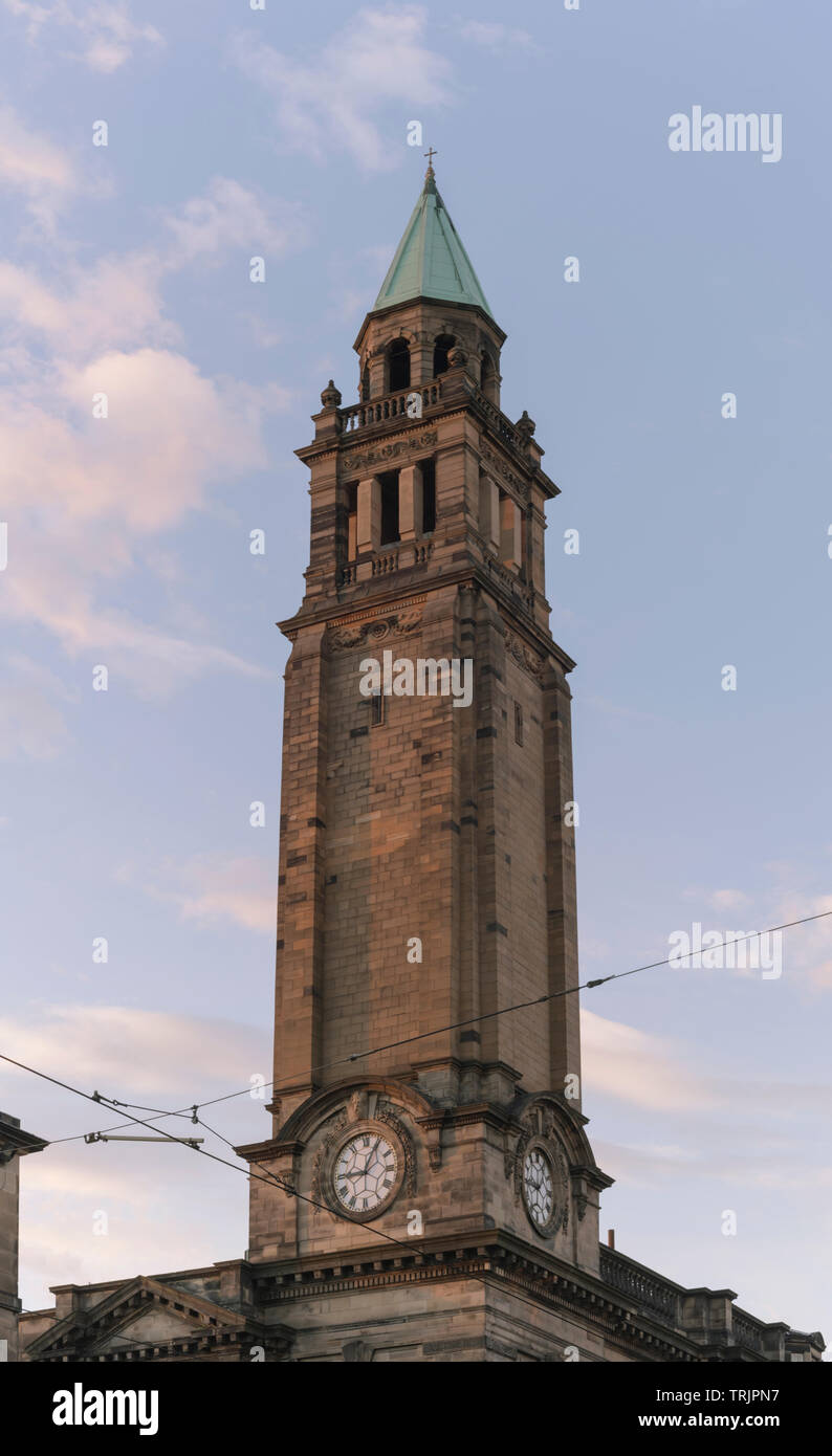 The italianate tower of Charlotte chapel is based on the campanile of San Giorgio Maggiore and is 56m high in Edinburgh's Shandwick Place Stock Photo