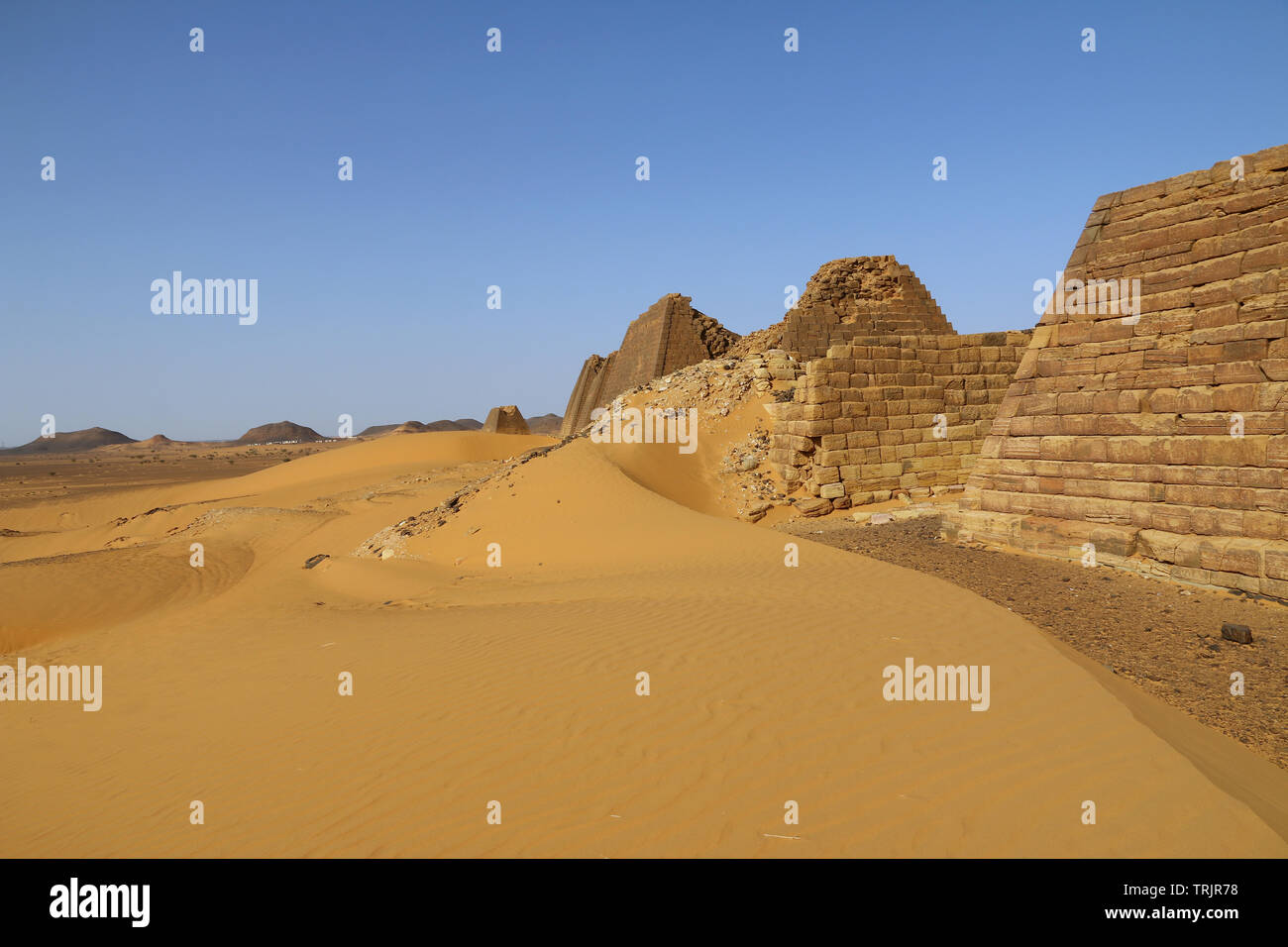 The ancient pyramids of Meroe in Sudan's desert Stock Photo - Alamy