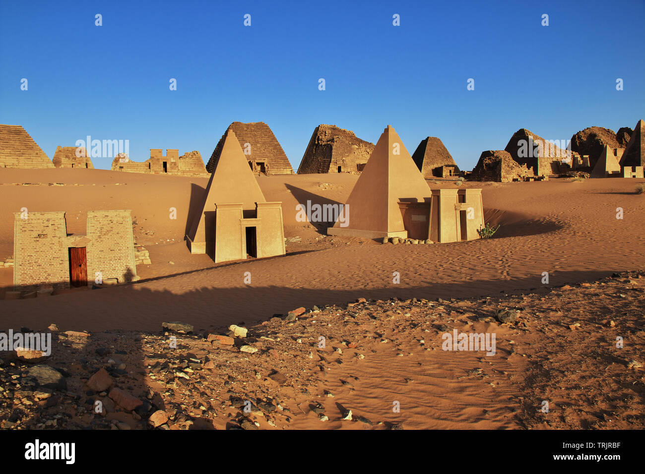 The ancient pyramids of Meroe in Sudan's desert Stock Photo - Alamy