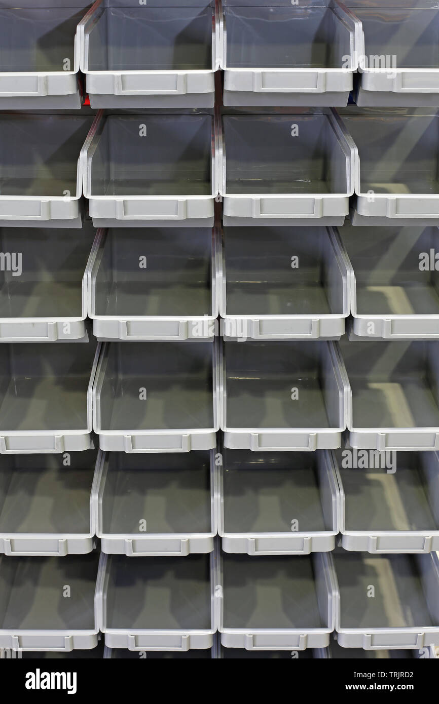 Small Parts Storage Organizer Plastic Bins Empty Stock Photo - Alamy