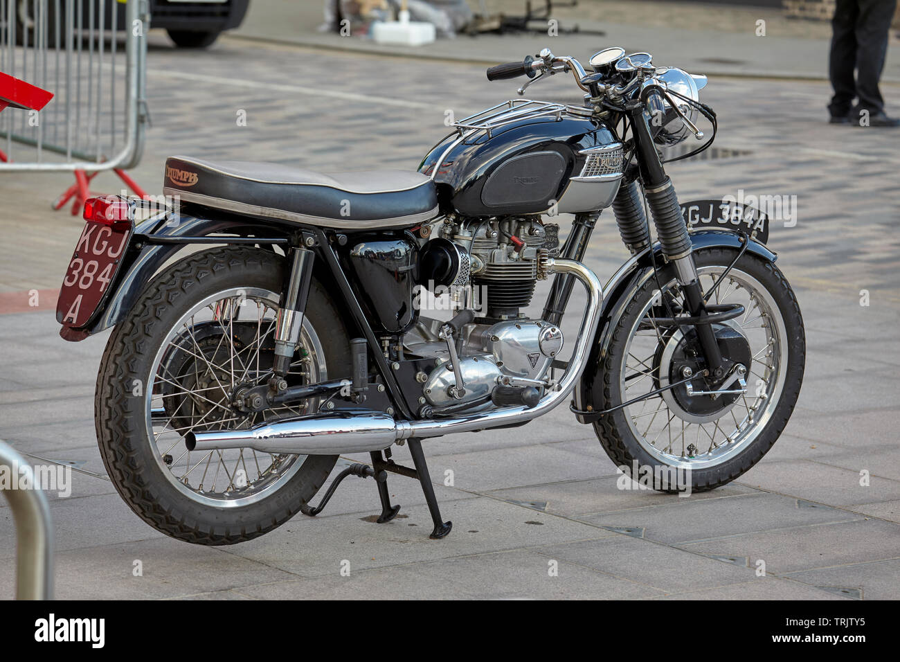 Vintage Triumph Motorbike in Kings Cross, London Stock Photo - Alamy