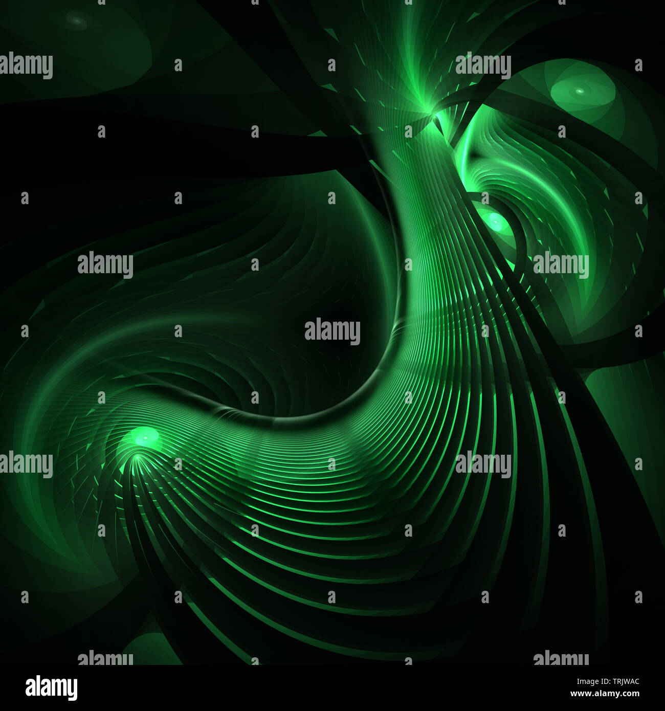 Abstract bright wavy lines on a dark background. Futuristic technology ...