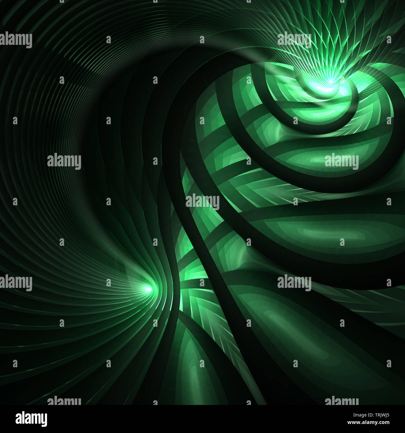 Abstract bright wavy lines on a dark background. Futuristic technology ...