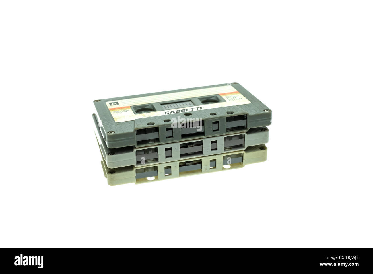 Vintage compact cassette tape on white background Stock Photo