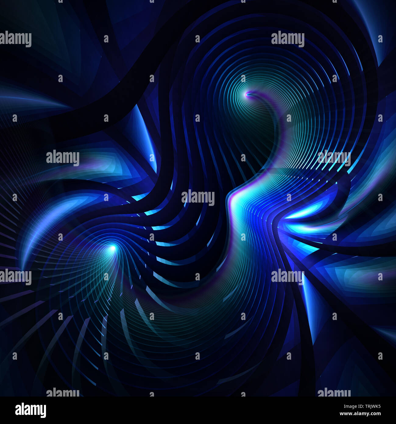 Abstract bright wavy lines on a dark background. Futuristic technology ...