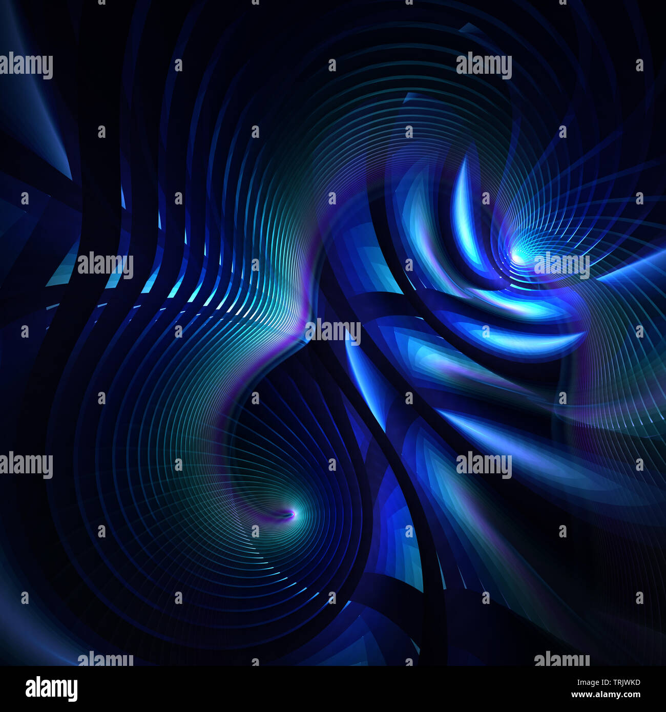 Abstract bright wavy lines on a dark background. Futuristic technology ...