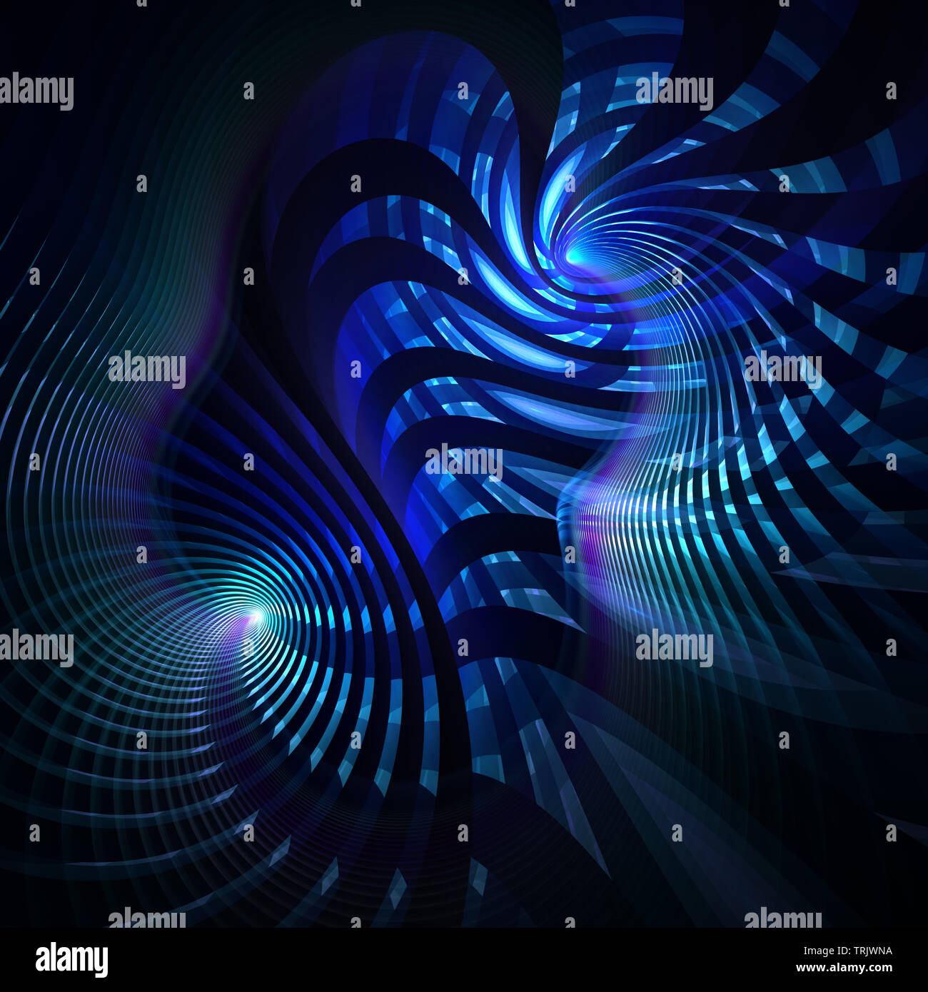 Abstract bright wavy lines on a dark background. Futuristic technology ...
