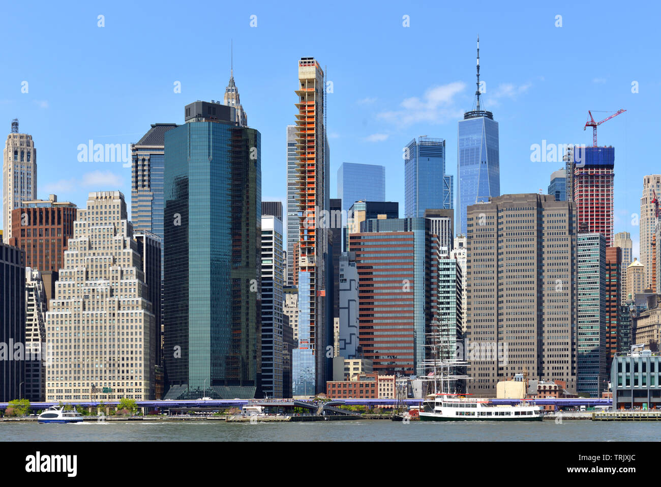 Financial District of Lower Manhattan and East River. New York City Stock Photo