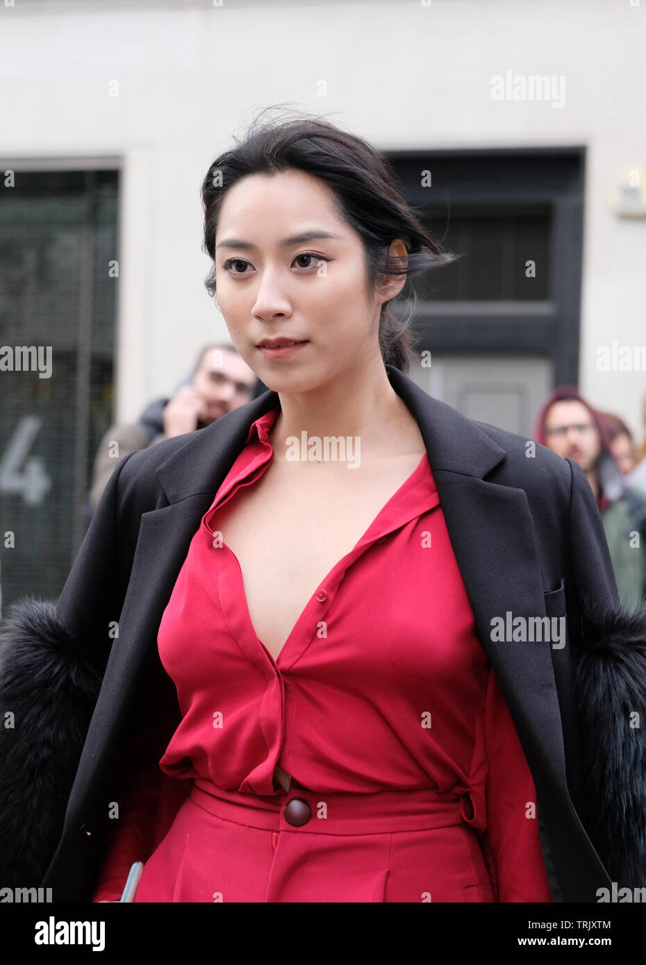 Street Style outside the Freemason's Hall during London Fashion Week A/W2019. Stock Photo