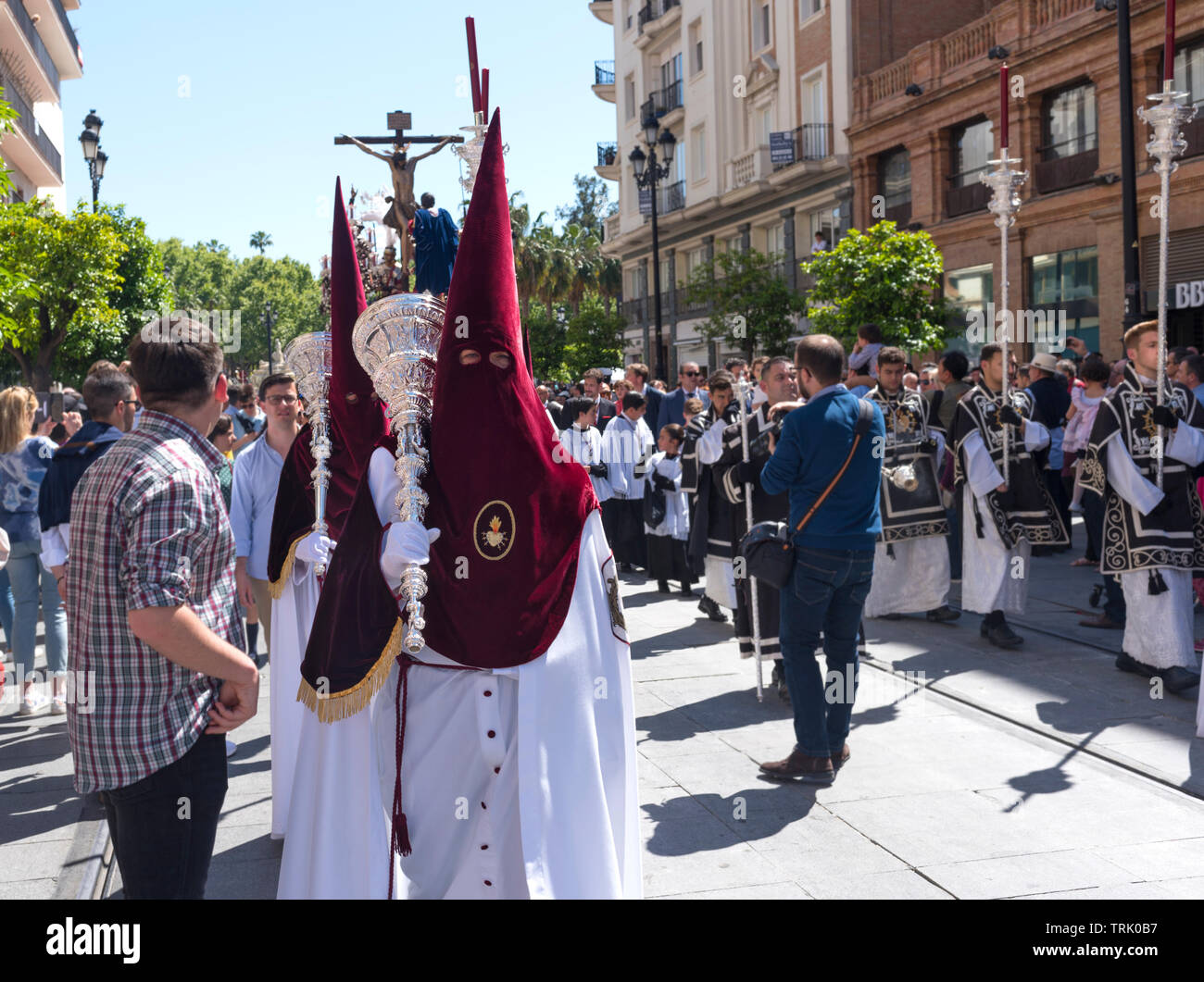 Holy Week Parade, Seville, Spain.  Semana Santa de Sevilla Stock Photo