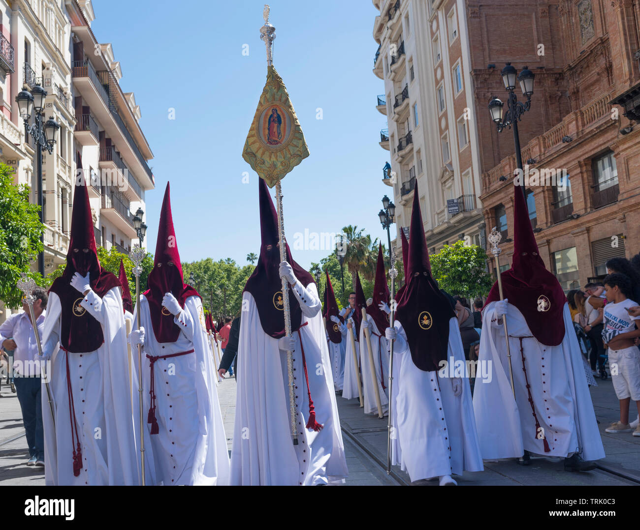 Holy Week Parade, Seville, Spain.  Semana Santa de Sevilla Stock Photo