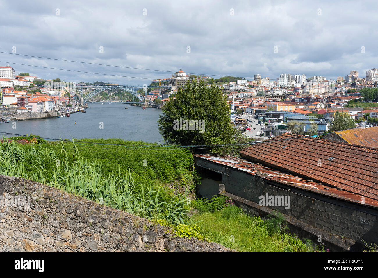 View of Porto and the Dom Luis I Bridge Stock Photo