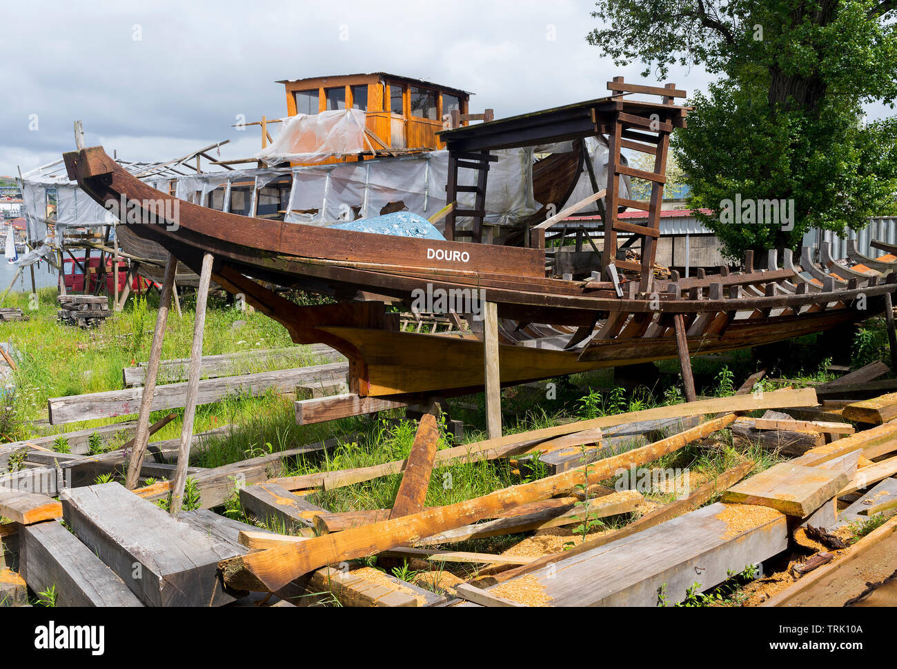 Boat Yard on the river Duro near Porto Stock Photo