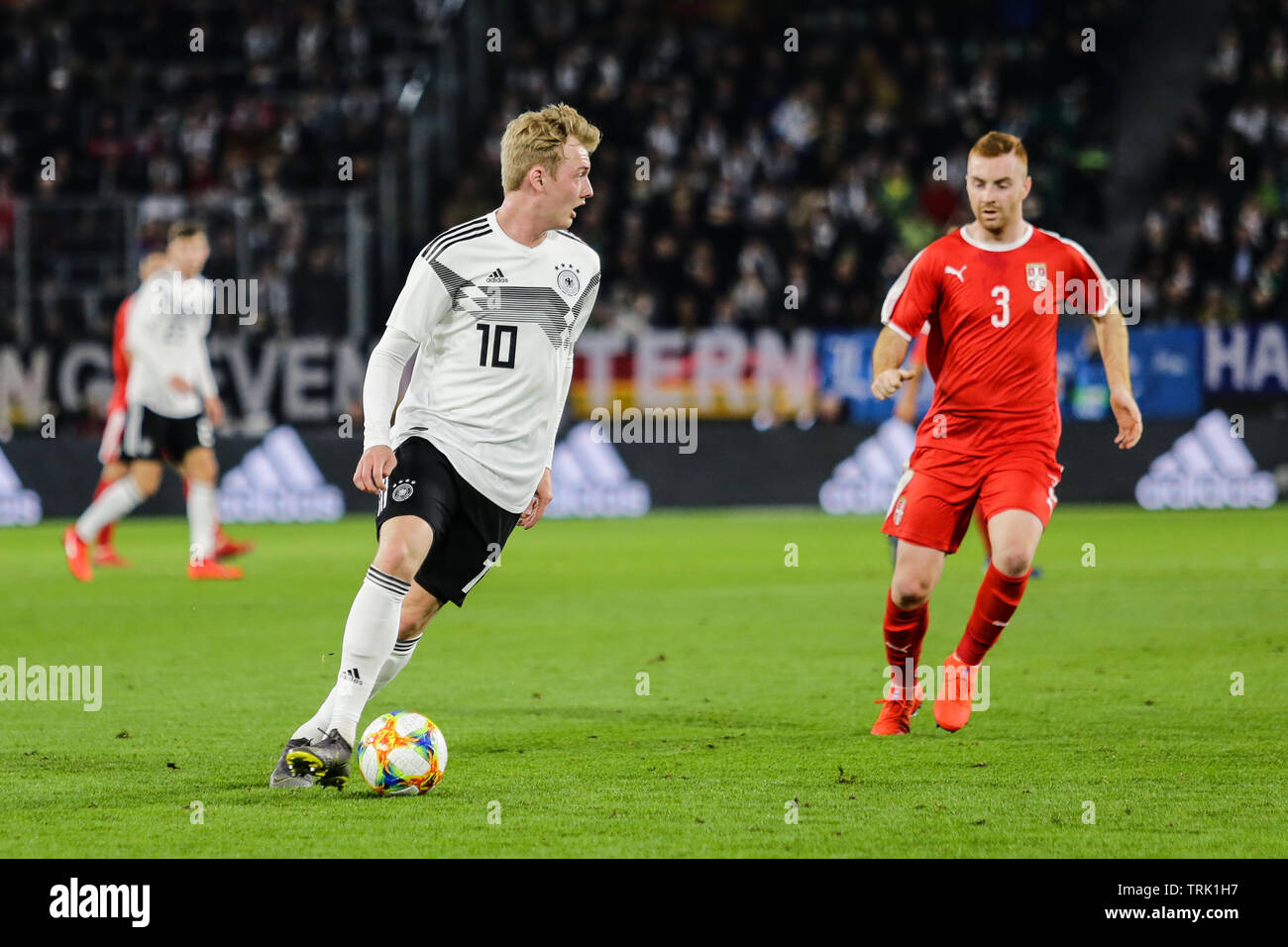 Wolfsburg, Germany, March 20, 2019: German footballer Julian Brandt during the international soccer game Germany vs Serbia Stock Photo