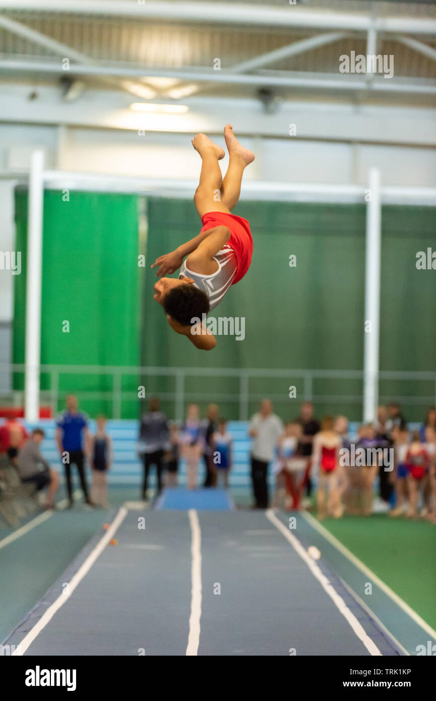 Sheffield, England, UK. 1 June 2019. Rachel Auld of Dynamite Gymnastics  Club in action during Spring Series 2 at the English Institute of Sport,  Sheffield, UK Stock Photo - Alamy