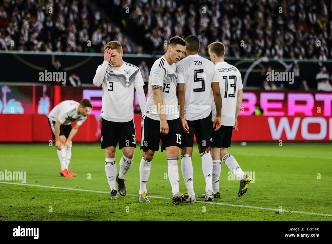 Wolfsburg, Germany, March 20, 2019: some German national players during an international friendly soccer game at Volkswagen Arena. Stock Photo