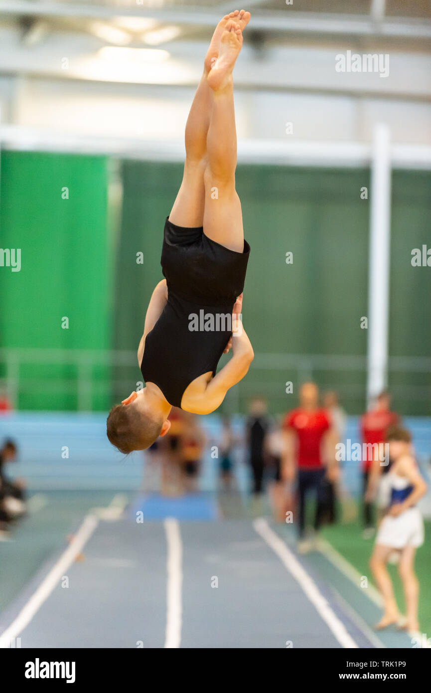 Sheffield, England, UK. 1 June 2019. Alexander Bell of Amber Valley Gymnastics Club in action during Spring Series 2 at the English Institute of Sport, Sheffield, UK. Stock Photo