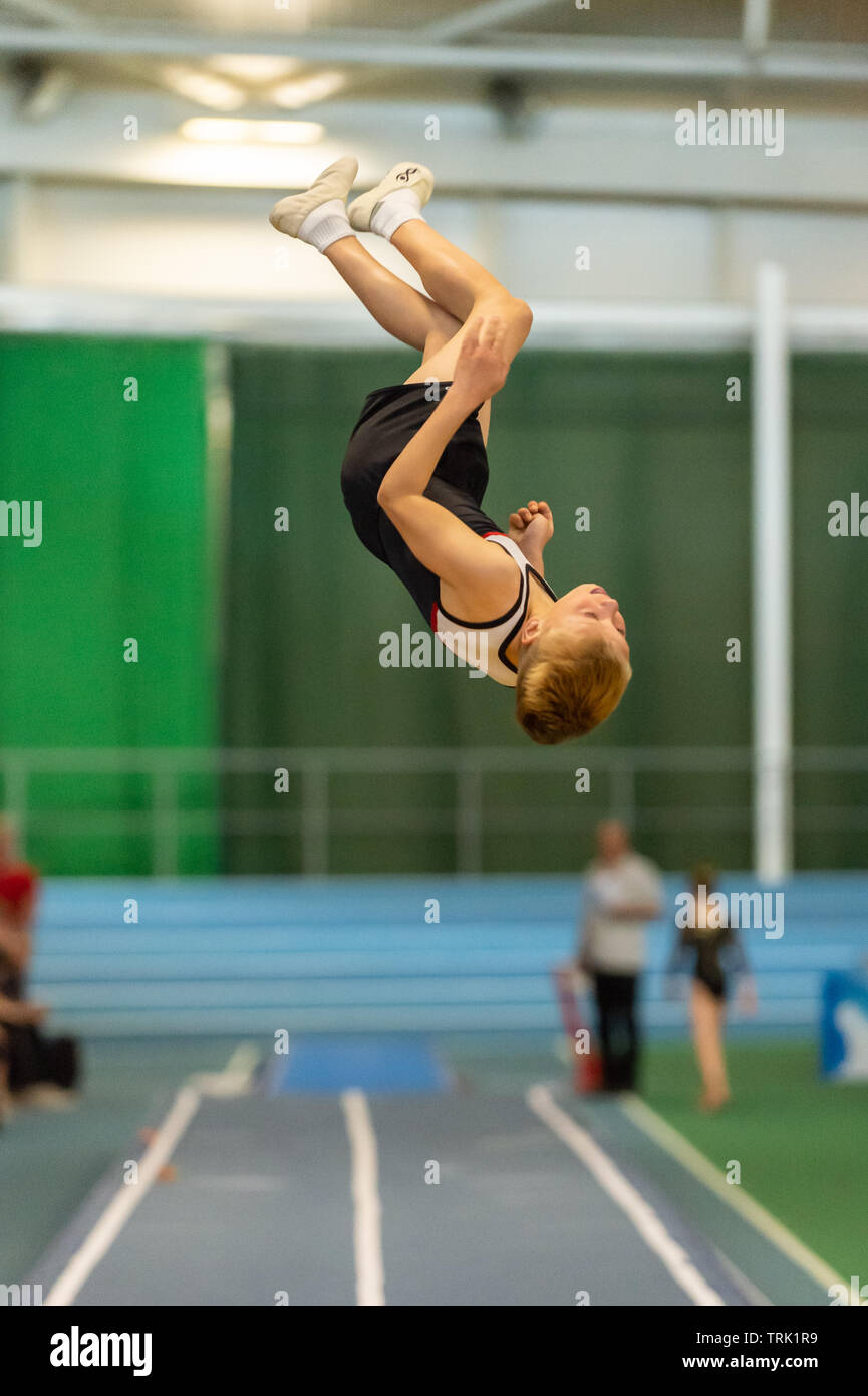 Sheffield, England, UK. 1 June 2019. Freddy Liggins of Milton Keynes Gymnastics Club in action during Spring Series 2 at the English Institute of Sport, Sheffield, UK. Stock Photo