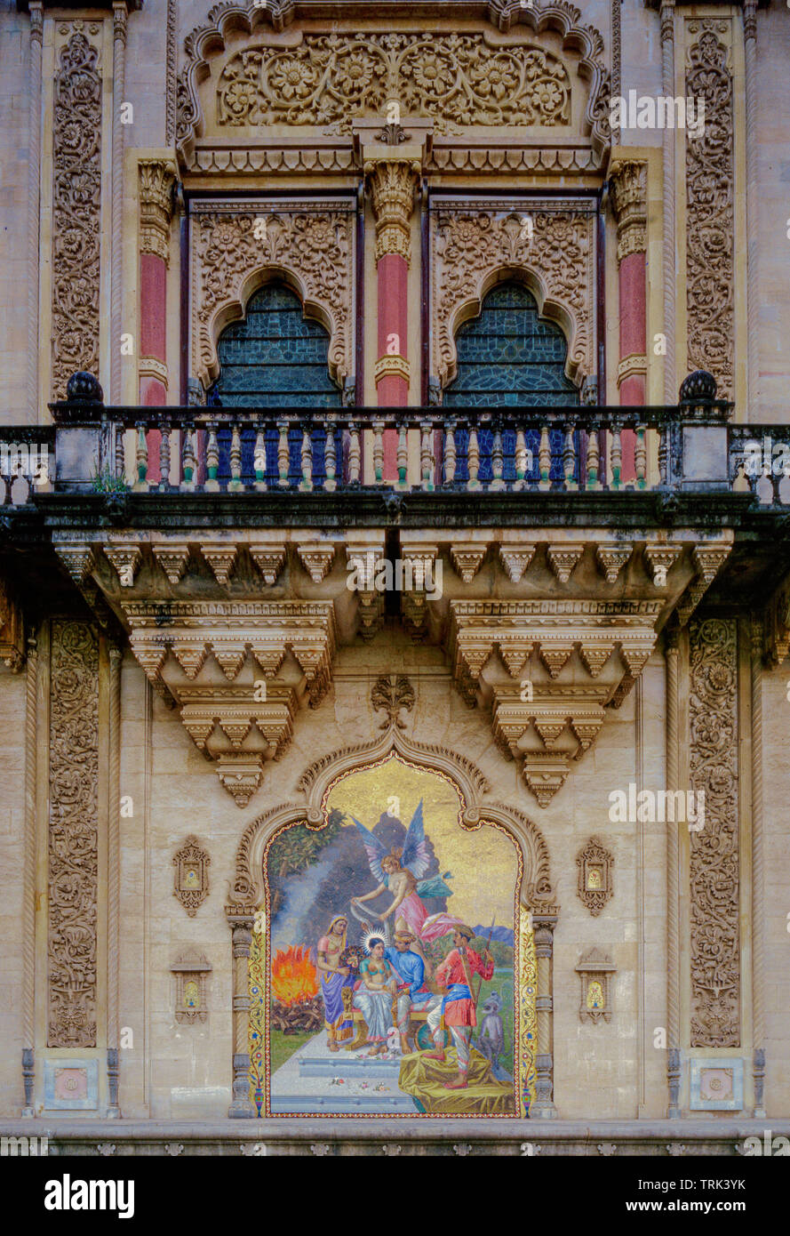 04-n0v-2017-Vintage ceramic Mosaic painting outside durbar hall, laxmi vilas palace, Baroda (vadodara), Gujarat, india, asia Stock Photo