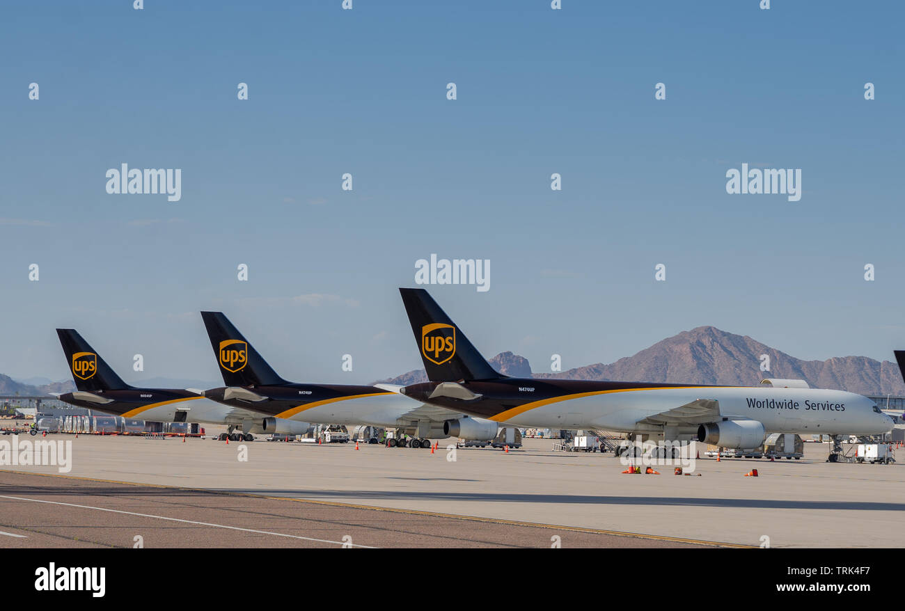 Phoenix,Az/USA - 6.5.19 Founded in 1907, UPS is the world's largest package delivery company and a leading global provider of specialised transportati Stock Photo