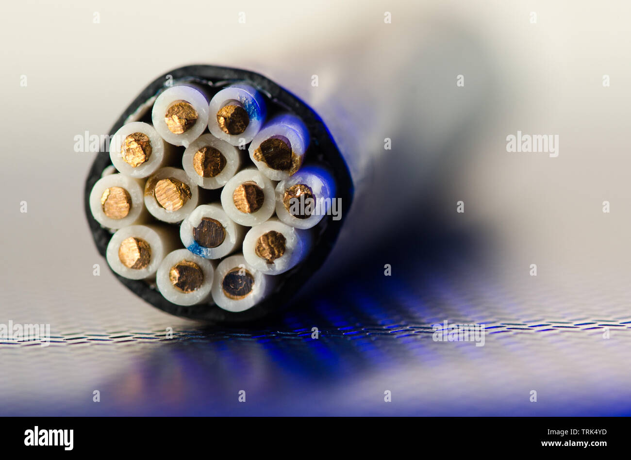 Crosssection of the control cable. Color code for residential wire