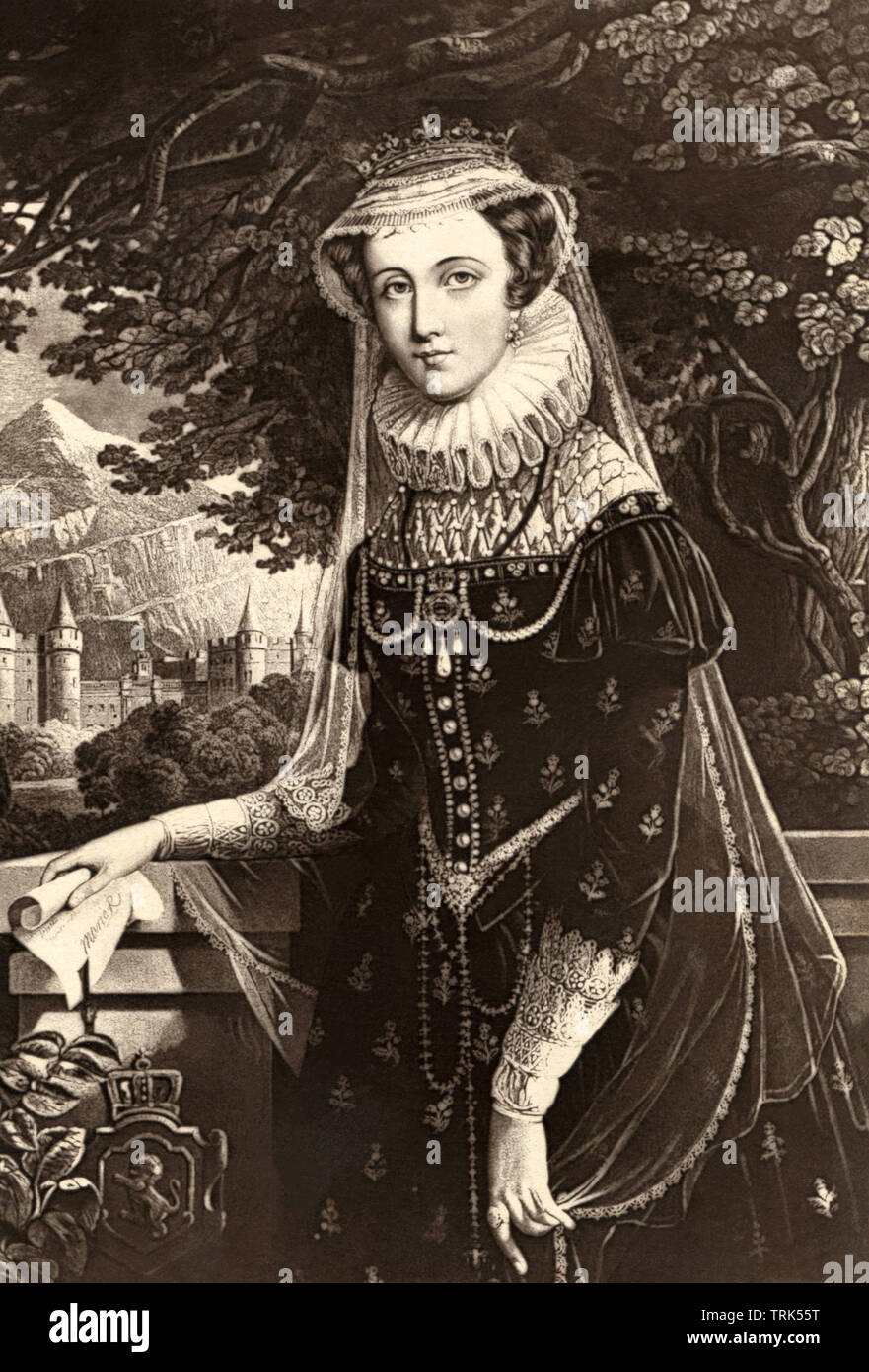 Mary, Queen of Scots (1542–1587), originally Mary Stuart (or Mary Stewart), was also known as Mary I of Scotland. Stock Photo