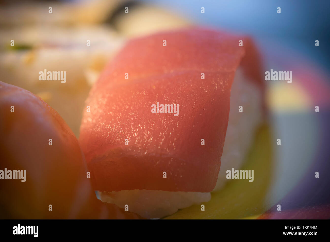 A close-up of nigiri with tuna Stock Photo