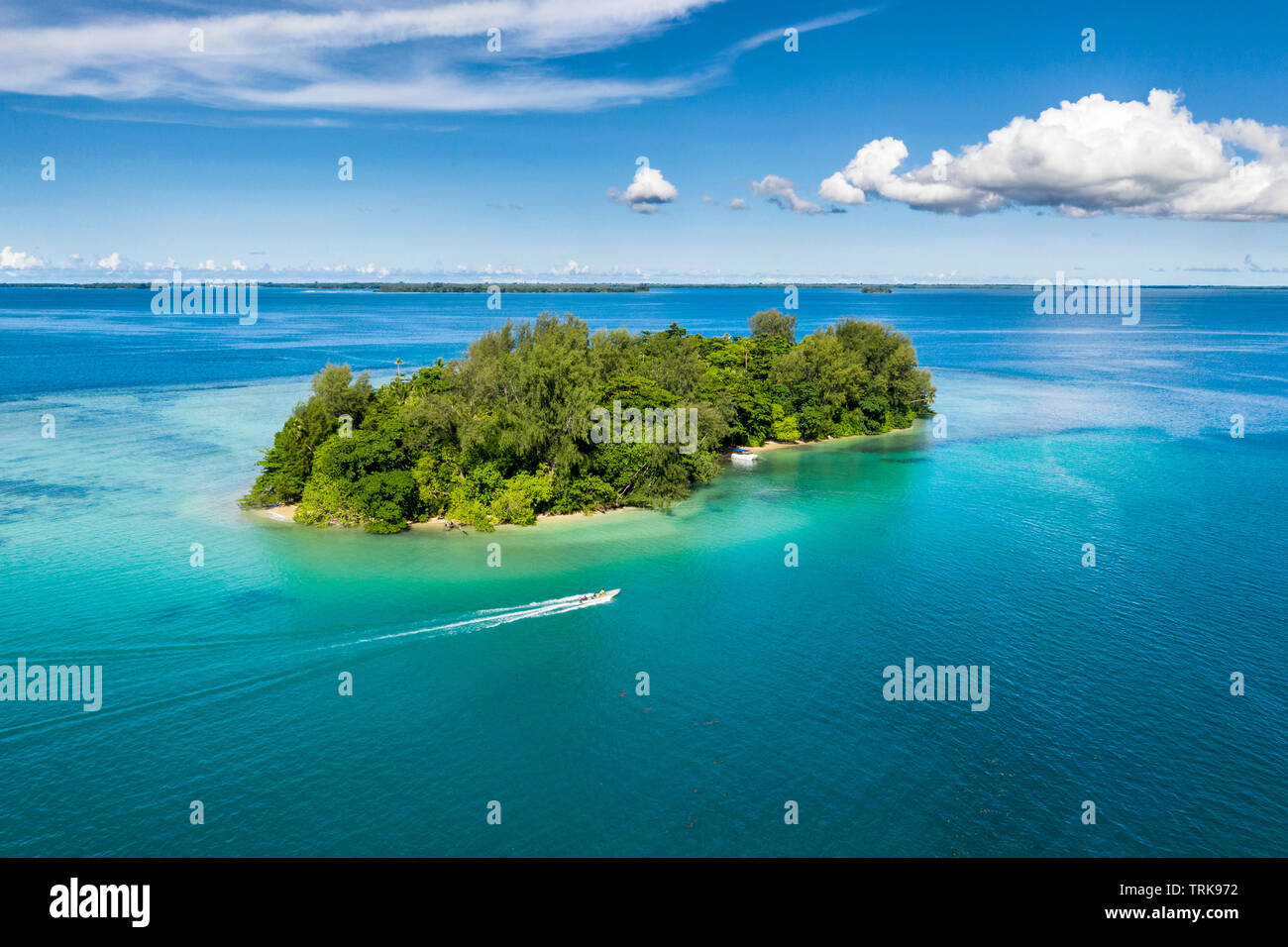 Aerial View of Lissenung Island, New Ireland, Papua New Guinea Stock Photo