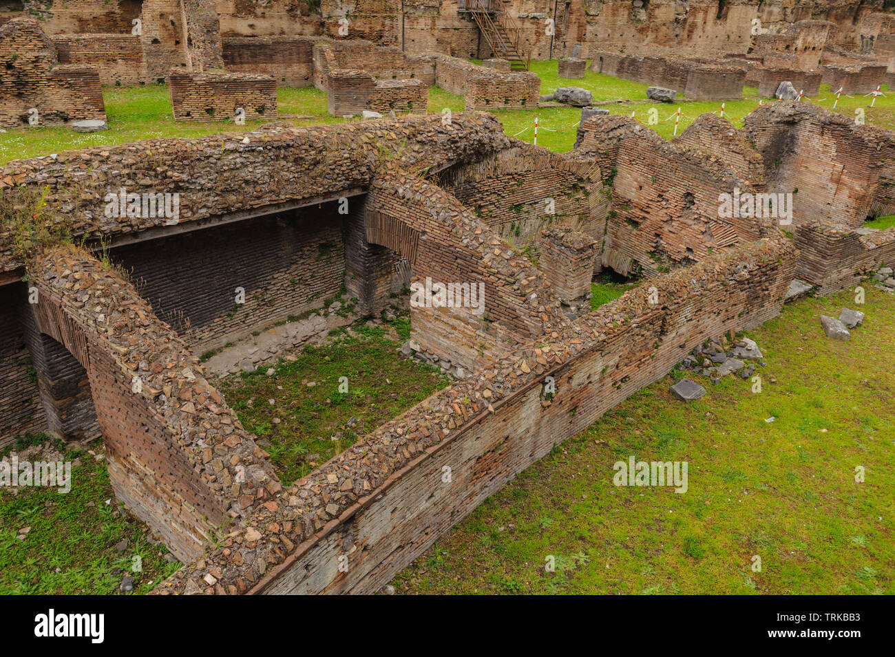 Buildings in which gladiators stayed between the fights at the Coliseum Stock Photo