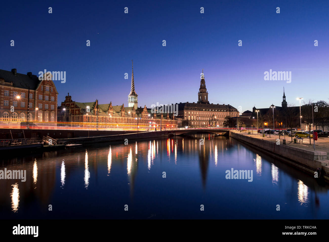 Copenhagen city view at Christianborg Palace, at dusk Stock Photo