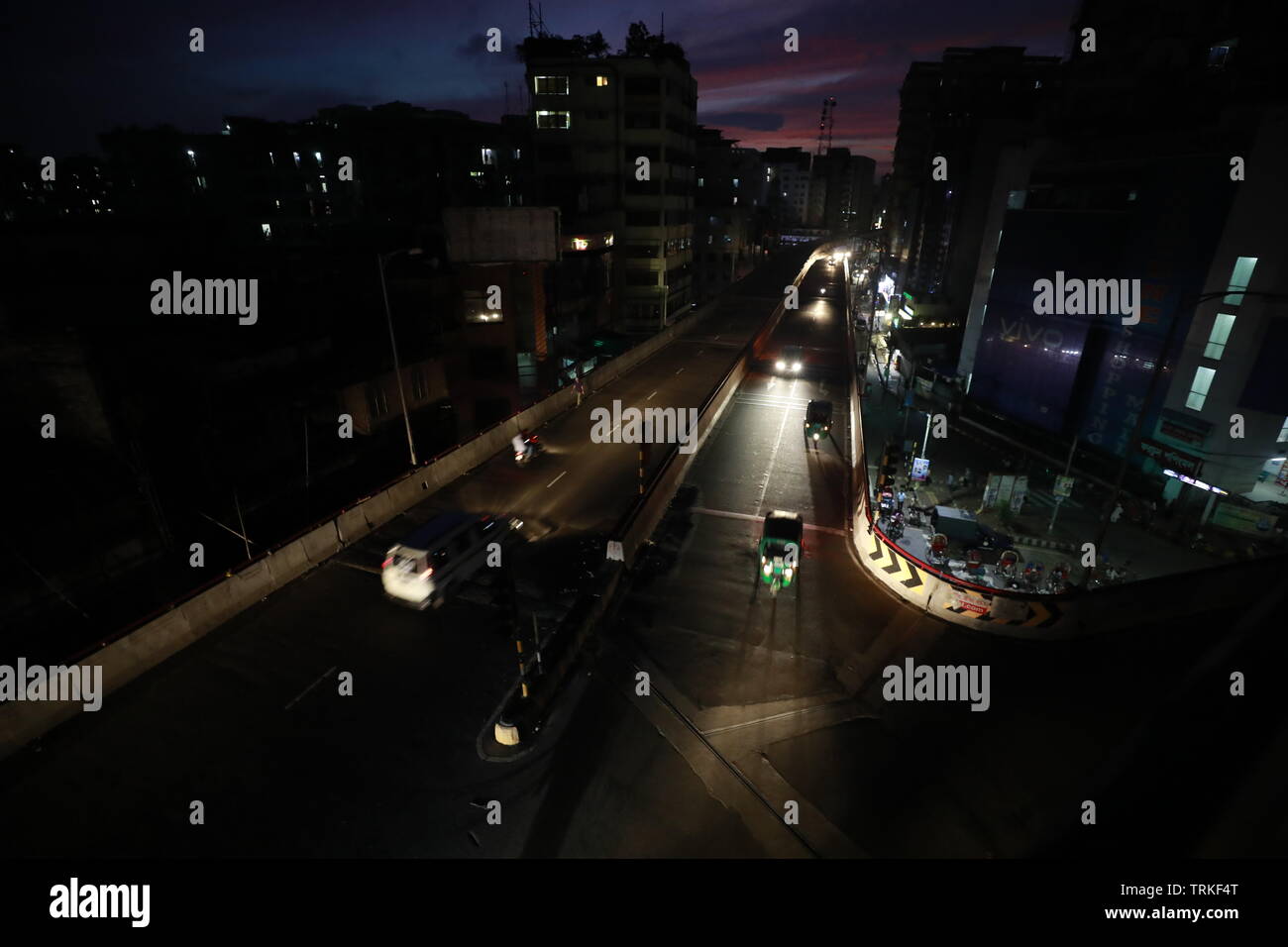 Dhaka, Bangladesh - June 07, 2019: Traffic is thin on Dhaka’s usually busy moghbazar mouchak flyover as many Dhaka residents have gone home to spend t Stock Photo