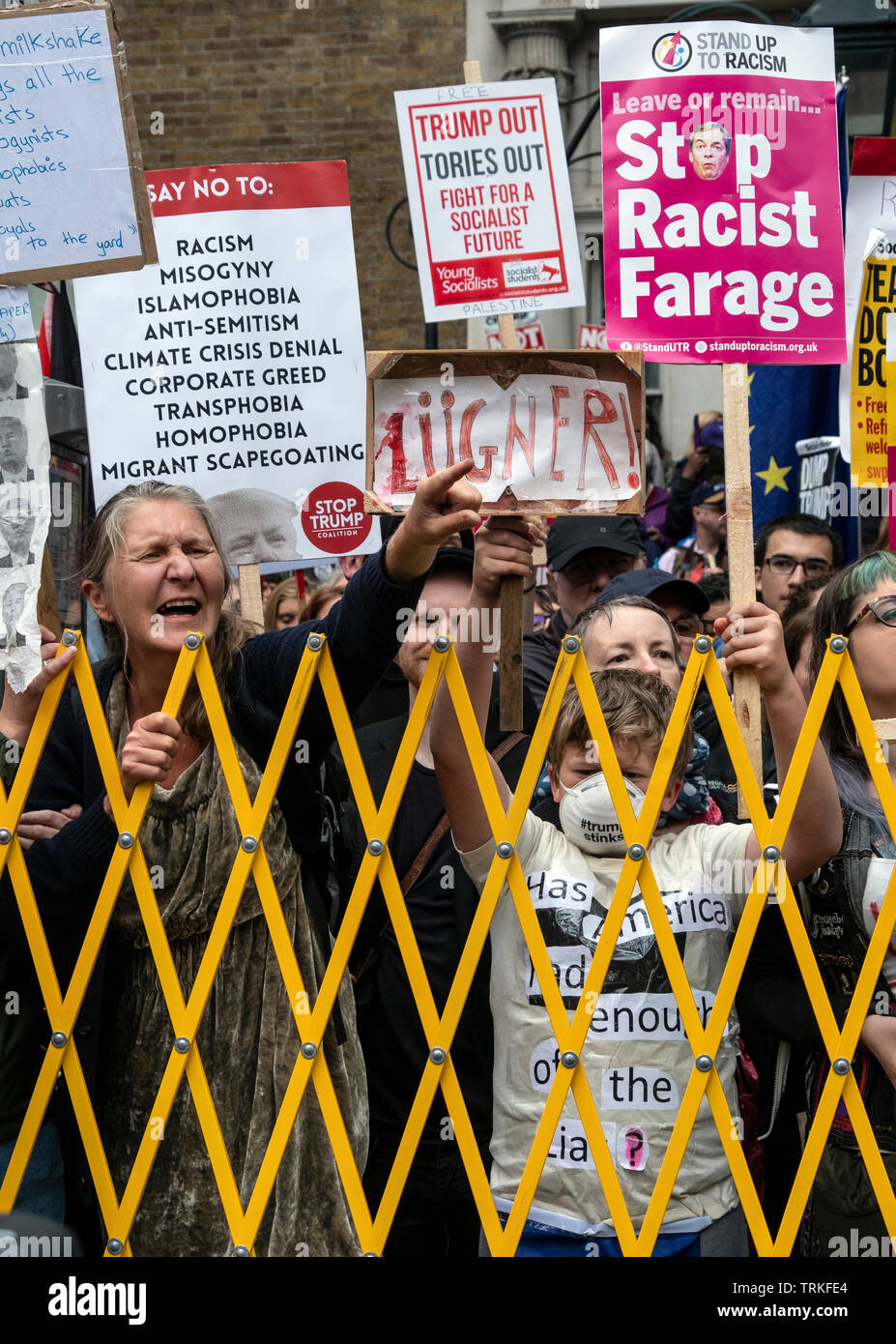 'Carnival of Resistance' Anti-Trump Protest in London  during US President Trump's visit in Downing Street. Stock Photo