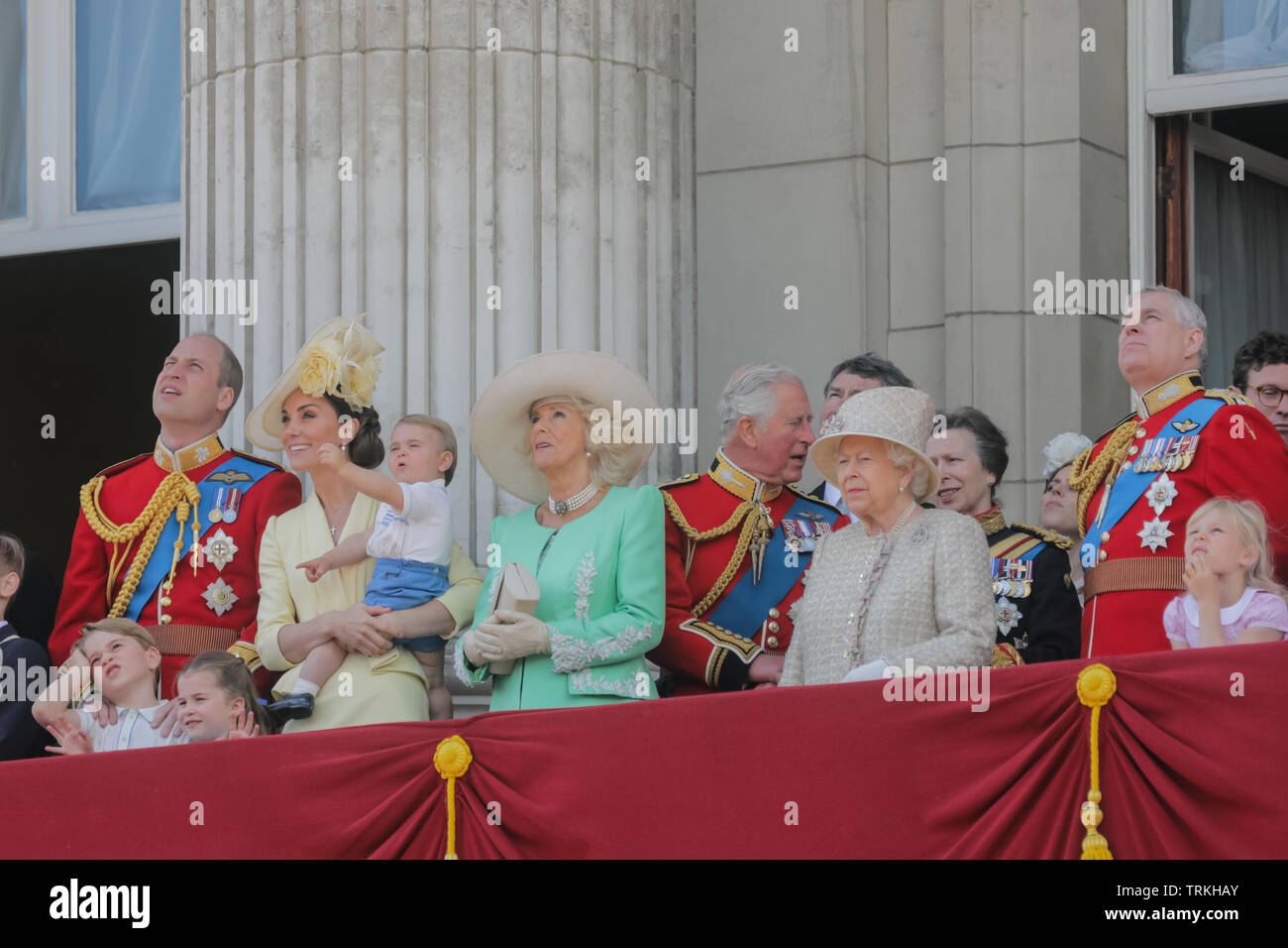 London Uk 08th June 19 One Year Old Prince Louis Steals The Show On His Debut Public Engagement Appearing On The Buckingham Palace Balcony To Watch The Fly Past With His Parents Trh The