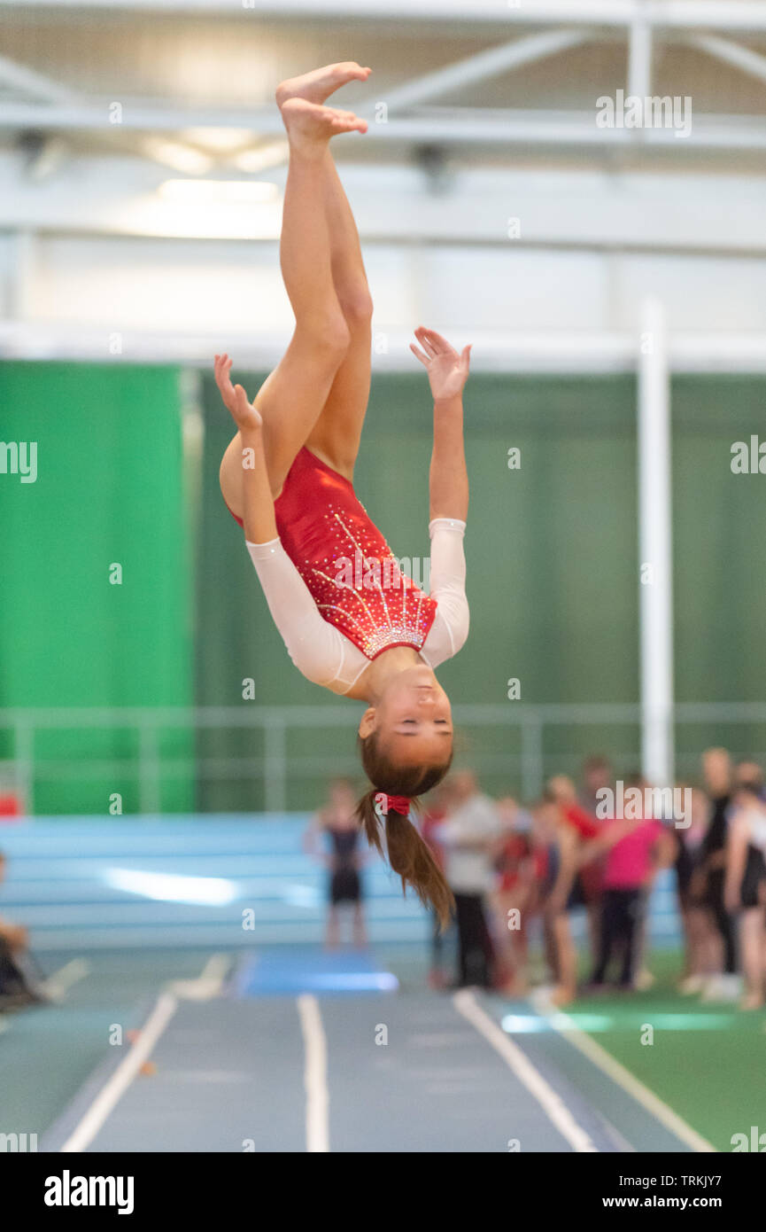 Sheffield, England, UK. 1 June 2019. Gabriella Miles of Milton Keynes Gymnastics Club in action during Spring Series 2 at the English Institute of Sport, Sheffield, UK. Stock Photo