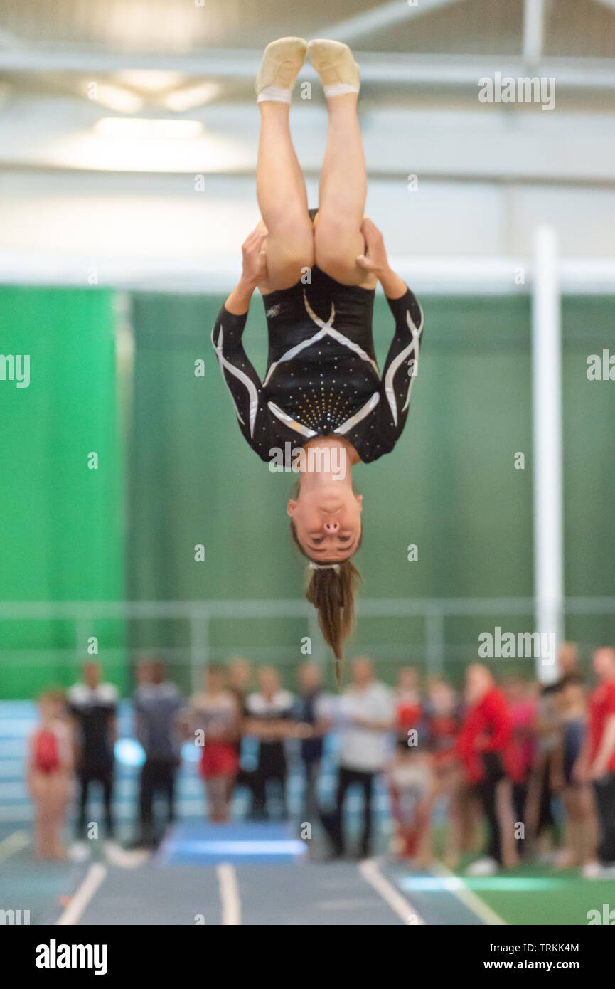 Sheffield, England, UK. 1 June 2019. Caitlin Garbutt of Harlequin Gym Squad in action during Spring Series 2 at the English Institute of Sport, Sheffield, UK. Stock Photo