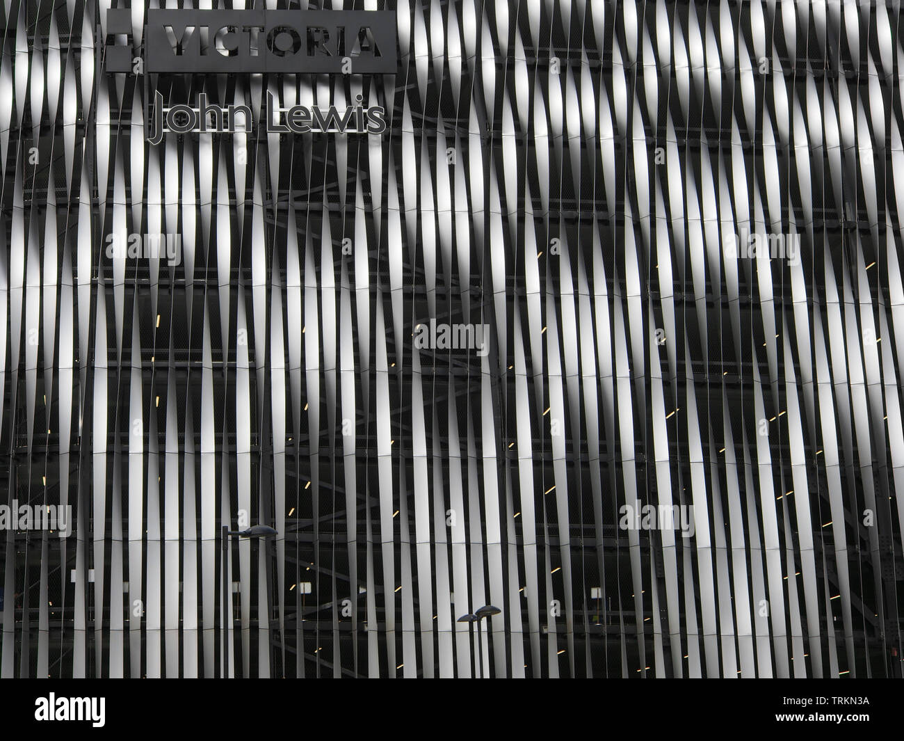 Contemprary architecture of the exterior of the John Lewis shop car