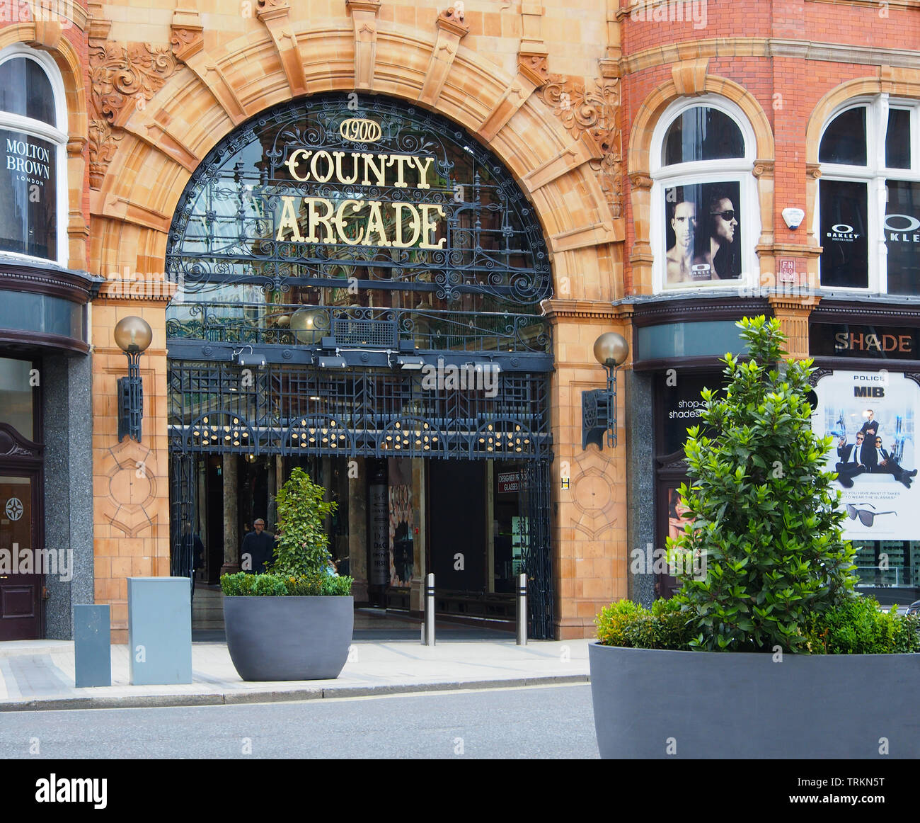 Entrance to the County Arcade in the Victoria Quarter in the centre of Leeds, Yorkshire. Stock Photo