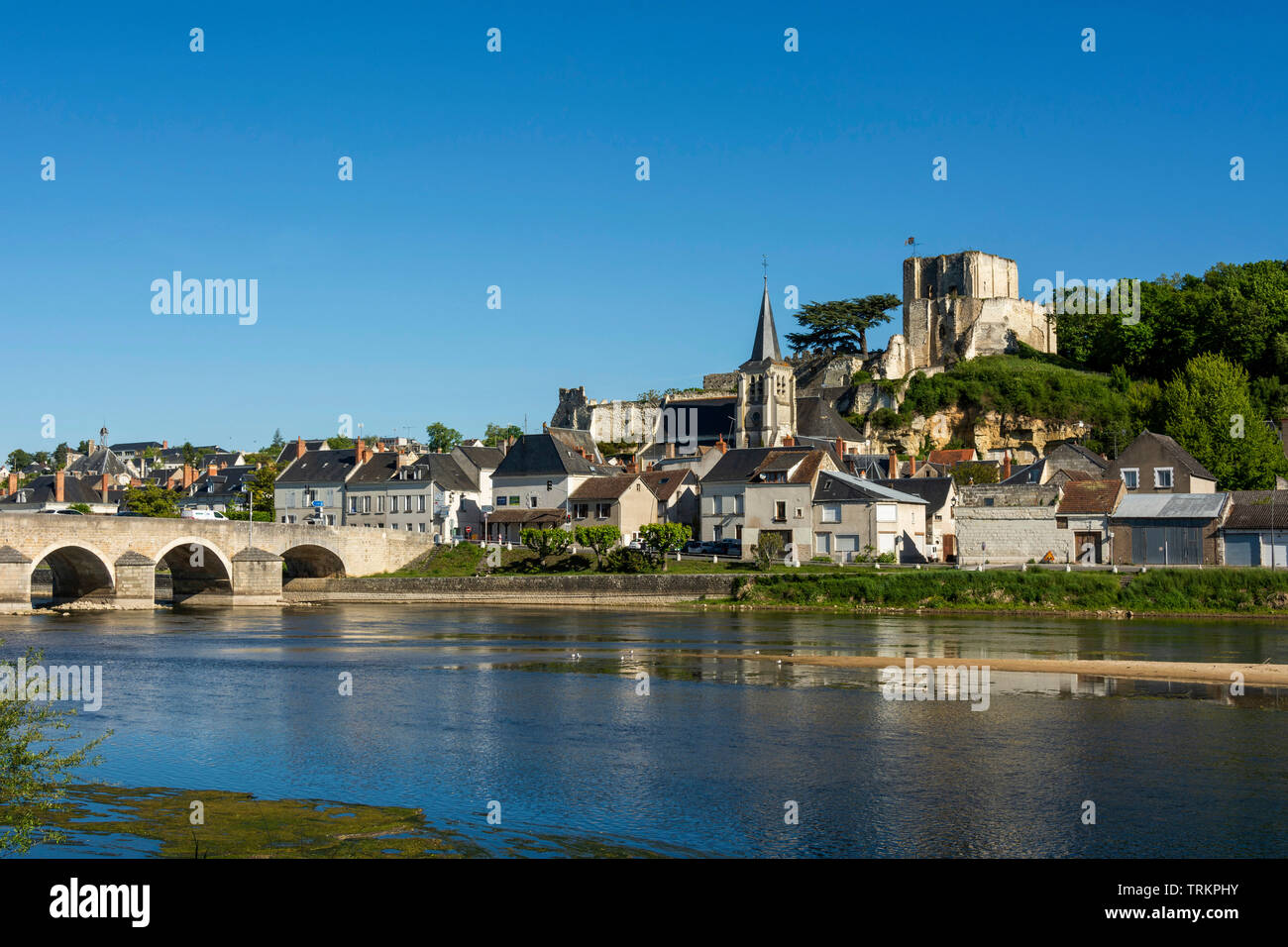 Castle of Montrichard above the village on the Cher River, Loire-et-Cher, Centre val de Loire, France Stock Photo